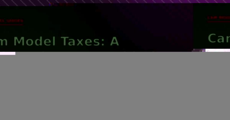 Dark purple cover banner reading Cam Model Taxes: A Self-Employment Guide for Models, introducing a guide to cam model taxes